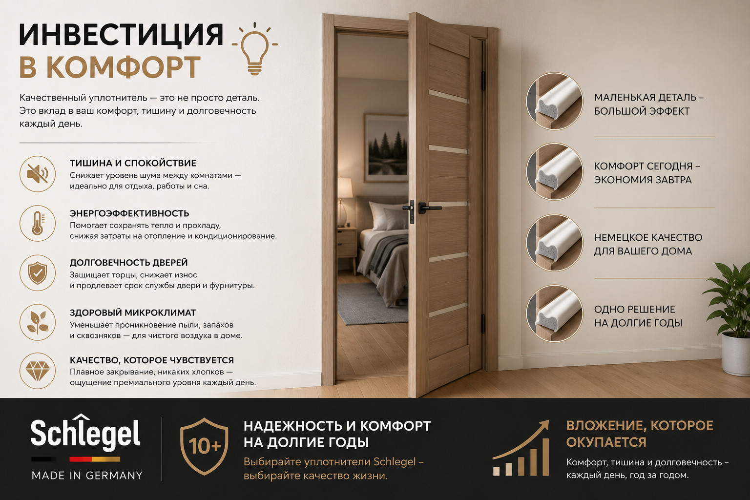 Инвестиция в комфорт с уплотнителями Schlegel